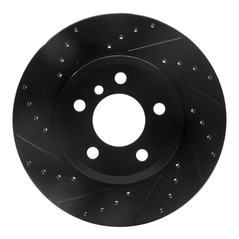 R1 Concepts 04-10 BMW X3 Front Left Drilled & Slotted Black Brake Rotor