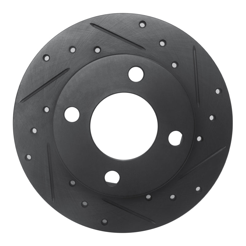 R1 Concepts 82-98 Audi 5000 Rear Right Drilled & Slotted Black Brake Rotor