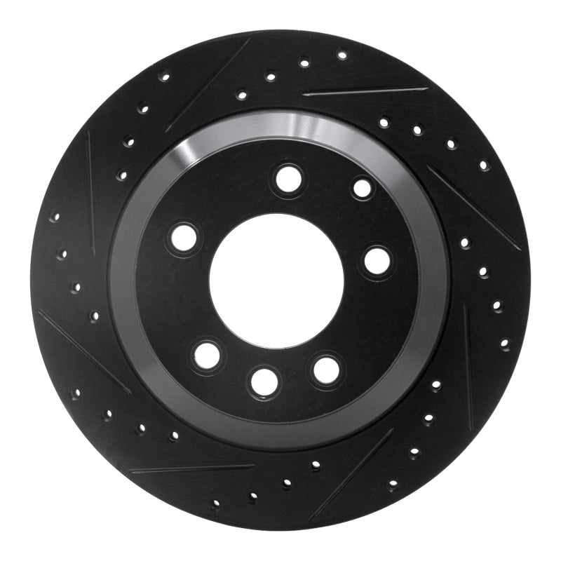 R1 Concepts 03-18 Audi Q7 Rear Left Drilled & Slotted Black Brake Rotor