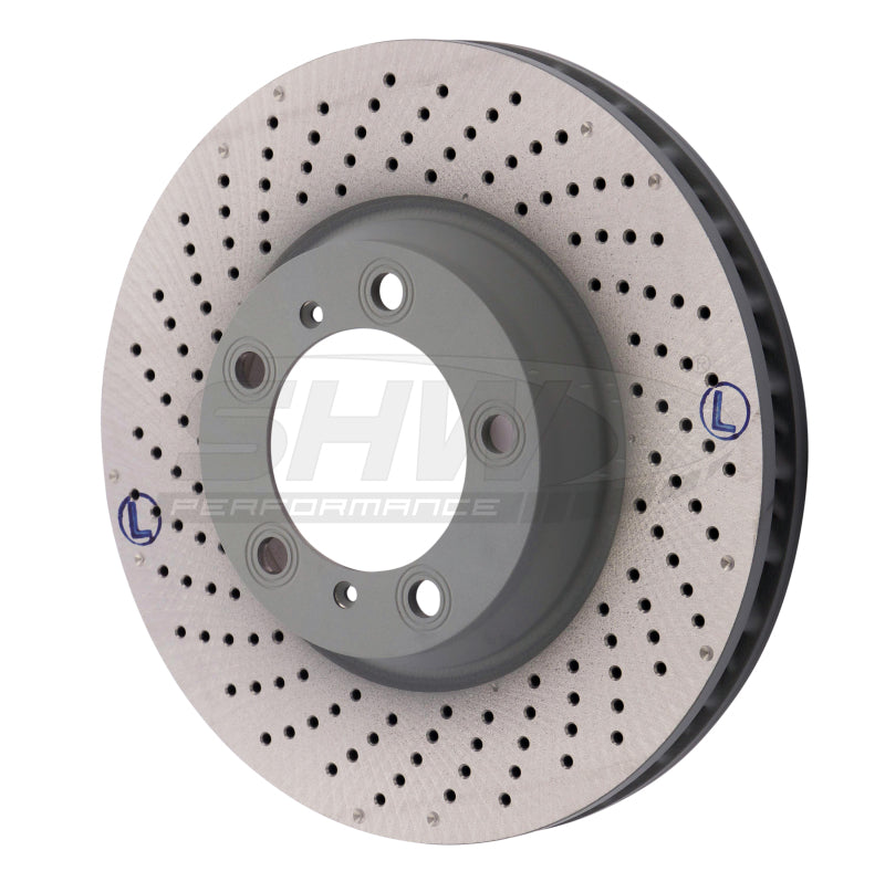 SHW Performance 2012 Porsche 911 Carrera4 GTS 3.8L w/o Ceramic Brakes Left Frt Drill-Dimp MB Rotor (99635140904)