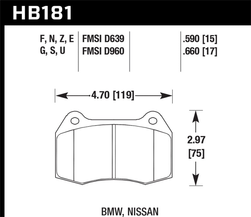 Hawk Performance 02-04 Acura RSX / 94-97 BMW 840CI/850CI / 92-02 Nissan Skyline DTC-60 Front Race Brake Pads