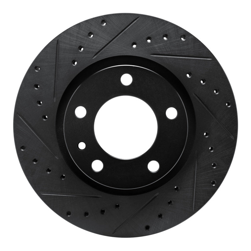 R1 Concepts 87-88 BMW M5 Front Left Drilled & Slotted Black Brake Rotor