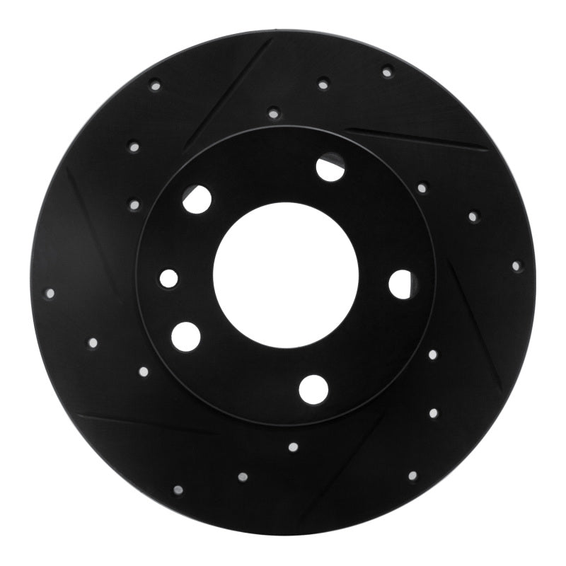 R1 Concepts 76-76 BMW 530I Front Left Drilled & Slotted Black Brake Rotor