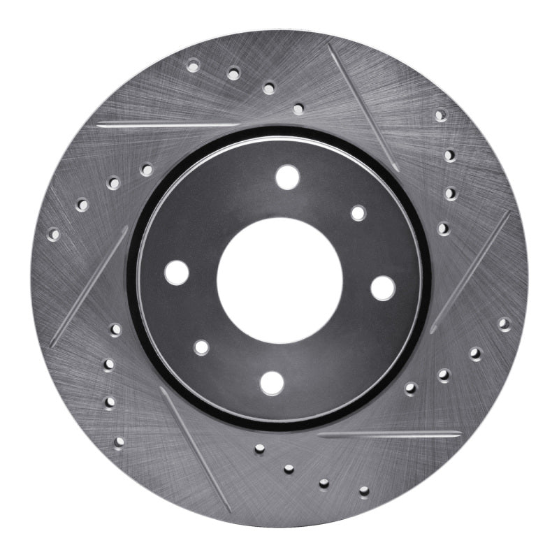 R1 Concepts 00-04 Volvo V40 Front Right Drilled & Slotted Silver Brake Rotor