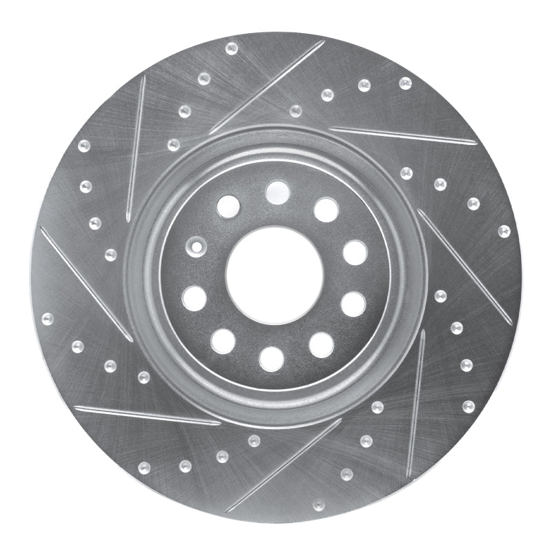 R1 Concepts 2012-2025 Audi S3 (USA/Canada) Front Left Drilled & Slotted Silver Brake Rotor