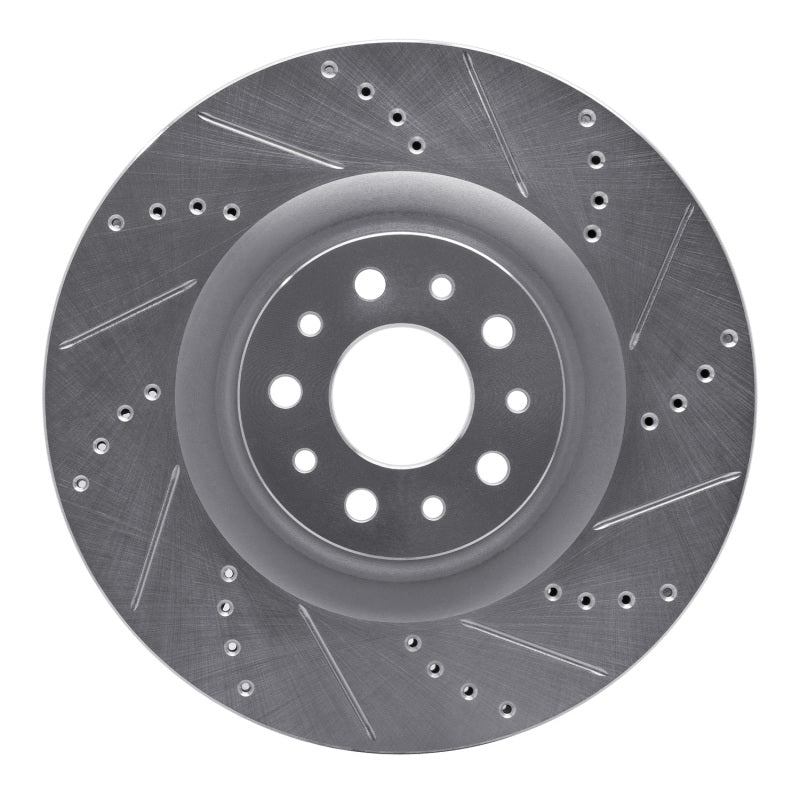 R1 Concepts 14-19 Fiat 500L Front Right Drilled & Slotted Silver Brake Rotor