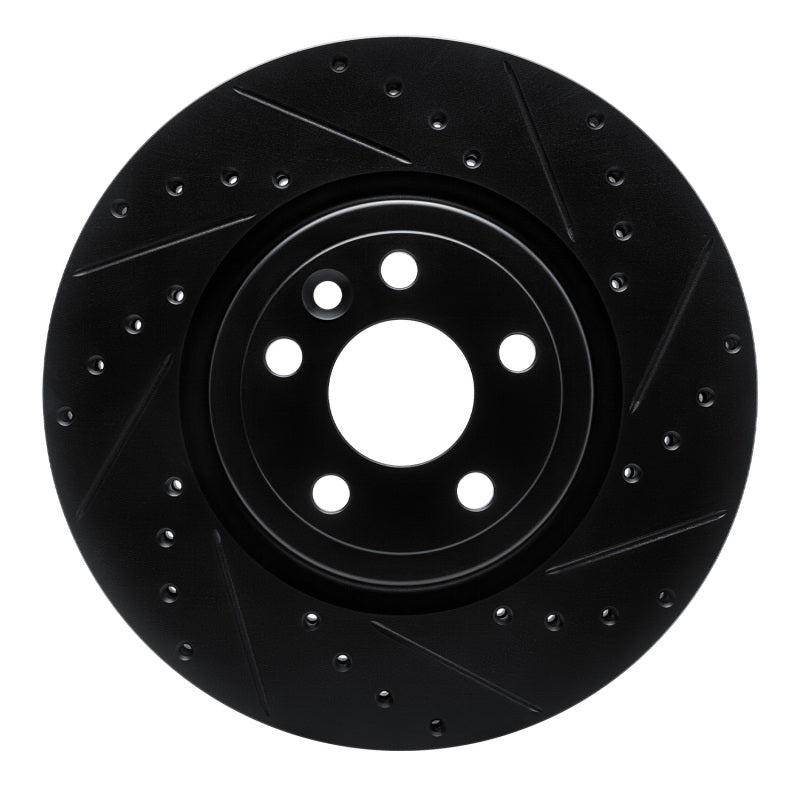 R1 Concepts 17-19 Jaguar F-Pace Front Right Drilled & Slotted Black Brake Rotor