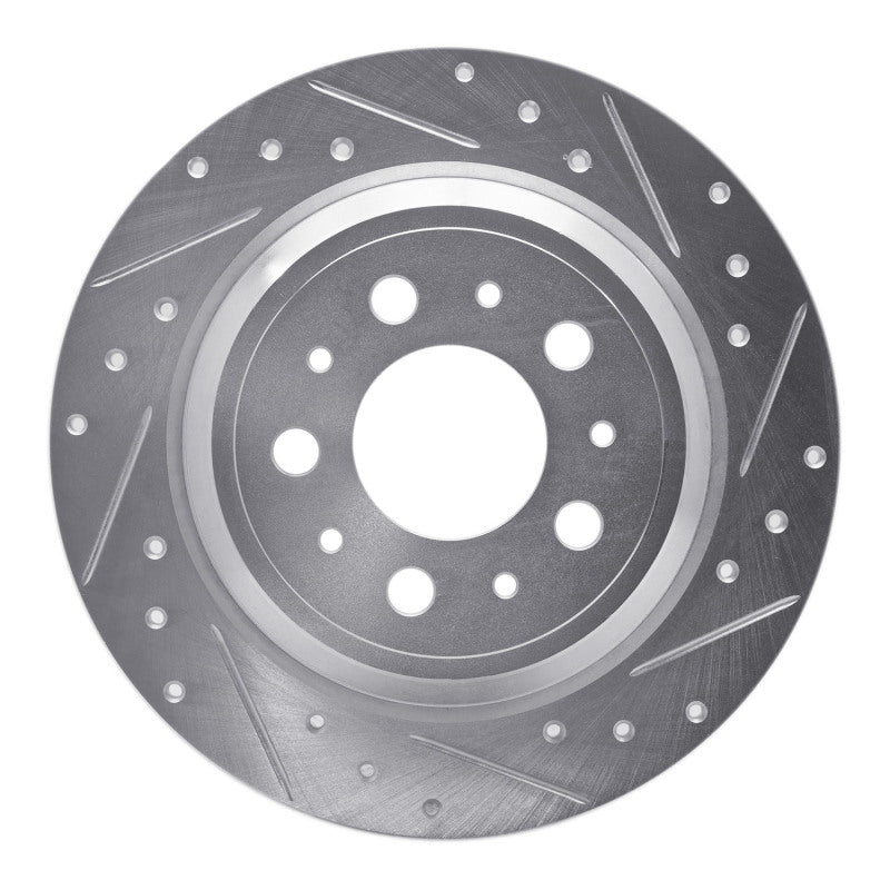 R1 Concepts 99-00 Volvo V70 Rear Right Drilled & Slotted Silver Brake Rotor