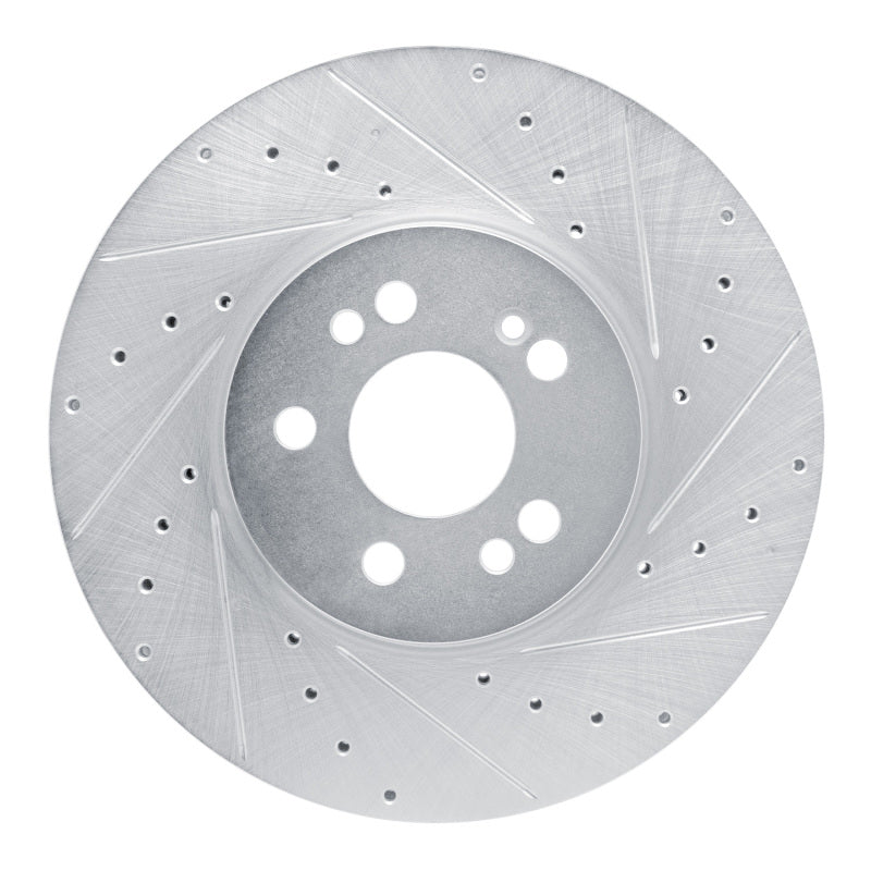 R1 Concepts 2020-2023 Mercedes-Benz GLE350 Front Right Drilled & Slotted Silver Brake Rotor