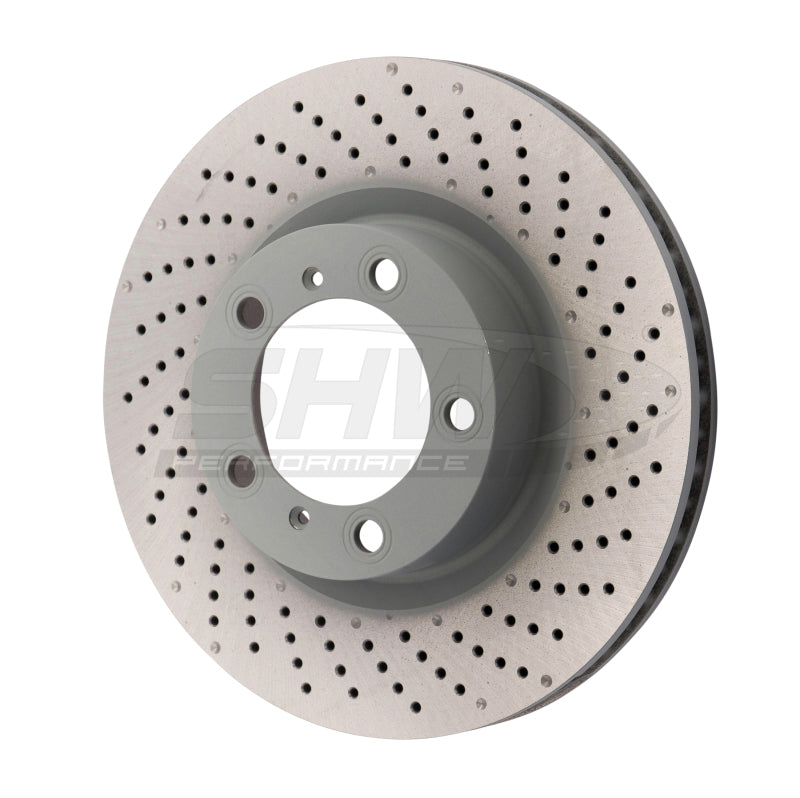 SHW Performance 09-16 Porsche 911 Carrera w/o Ceramic Brakes Right Front Drill-Dimp MB Brake Rotor (99735140201)
