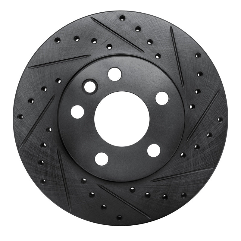 R1 Concepts 96-00 Volkswagen EuroVan Front Right Drilled & Slotted Black Brake Rotor