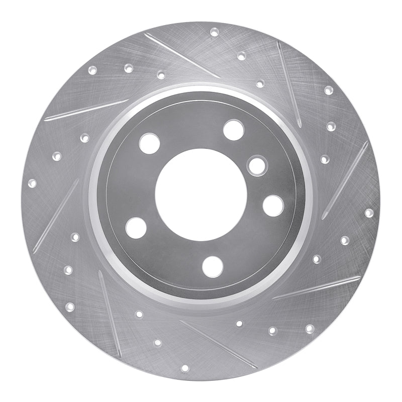 R1 Concepts 00-06 BMW X5 Rear Right Drilled & Slotted Silver Brake Rotor