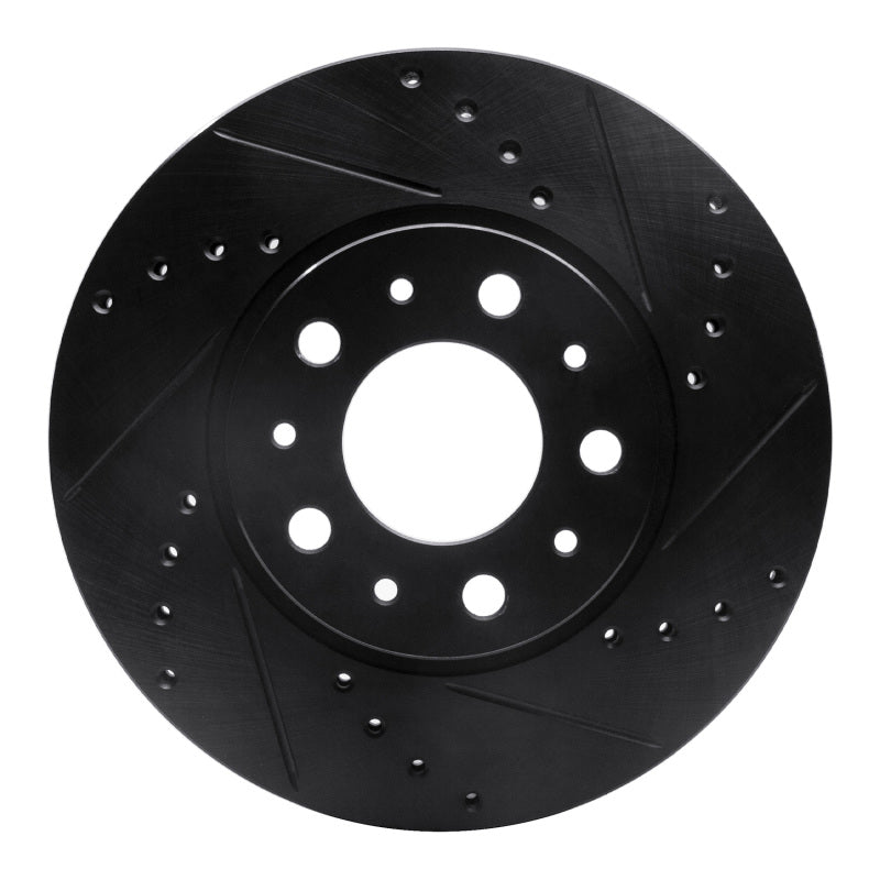 R1 Concepts 91-95 Volvo 780 Front Right Drilled & Slotted Black Brake Rotor