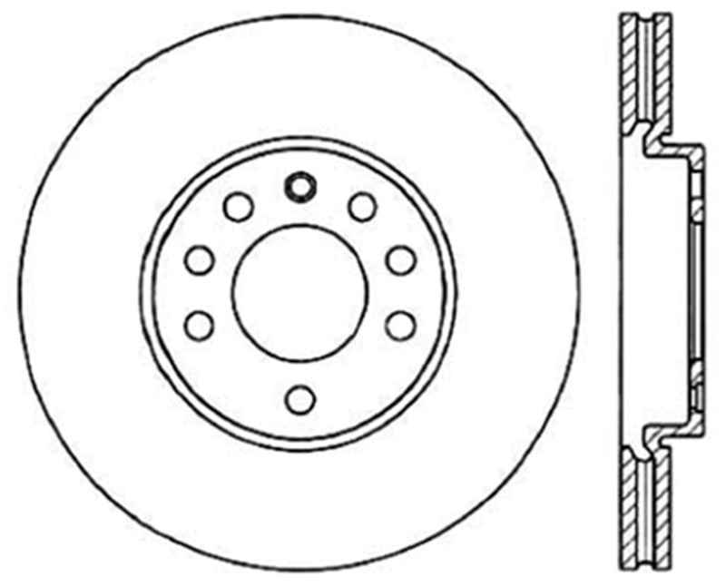 StopTech 03-05 Saab 9-3/9-3X Linear / 06-12 9-3/9-3X 2.0T Slotted & Drilled Right Front Rotor