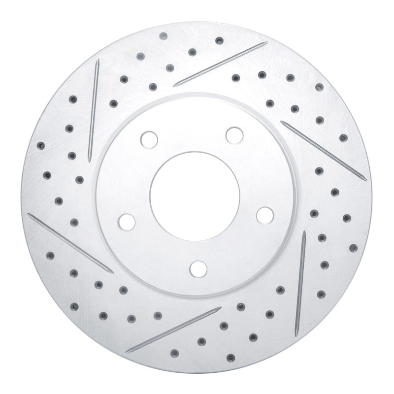 R1 Concepts 97-03 Jaguar Vanden Plas Front Left Drilled & Slotted Geo-Carbon Rotor