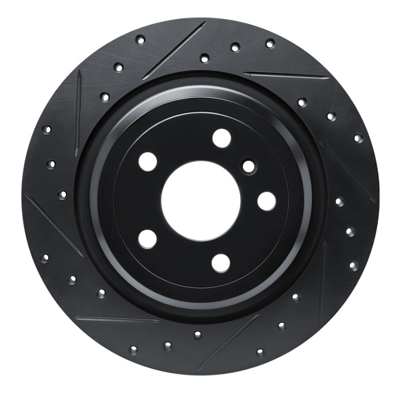 R1 Concepts 12-18 Mercedes-Benz GLE300D Rear Left Drilled & Slotted Black Brake Rotor