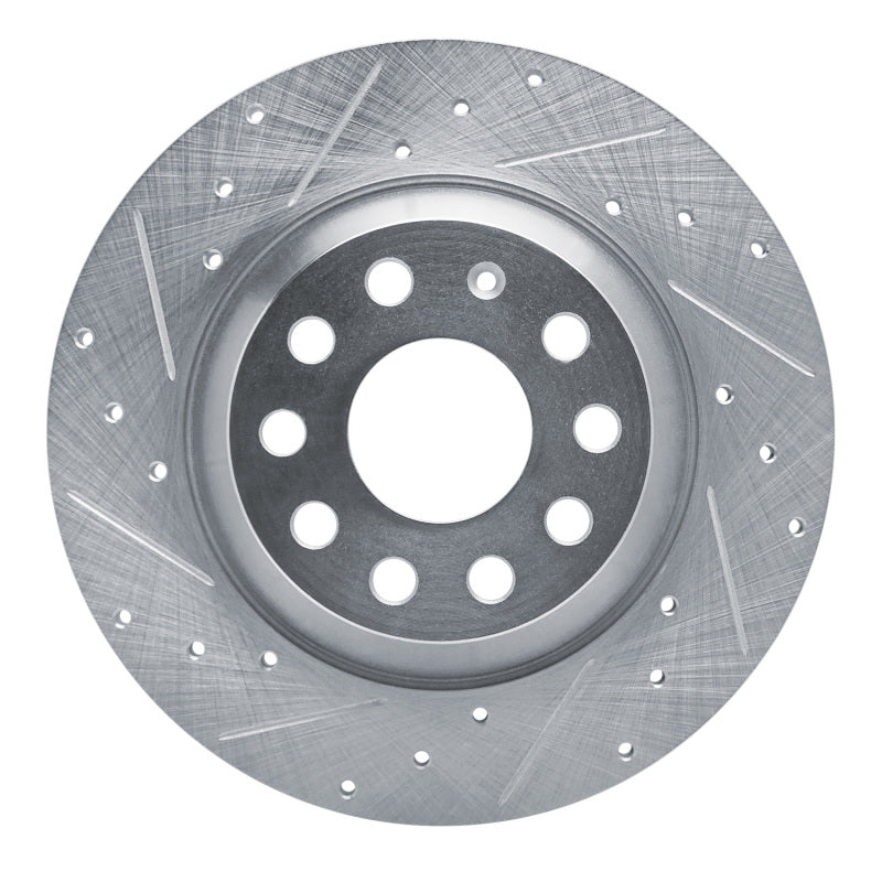 R1 Concepts 16-25 Audi Q3 Rear Left Drilled & Slotted Silver Brake Rotor