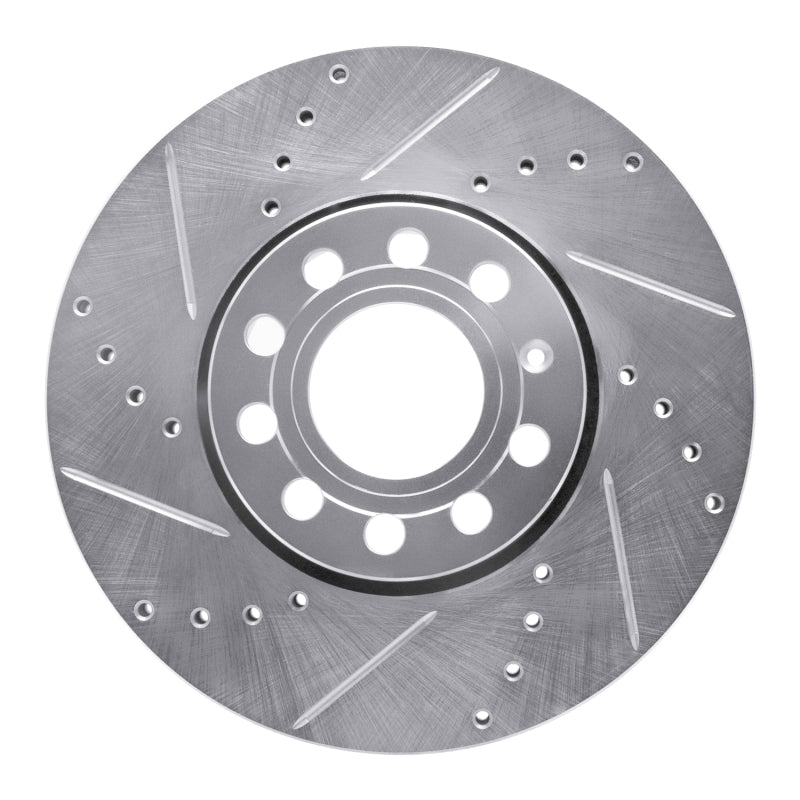 R1 Concepts 92-95 Volkswagen EuroVan Front Left Drilled & Slotted Silver Brake Rotor
