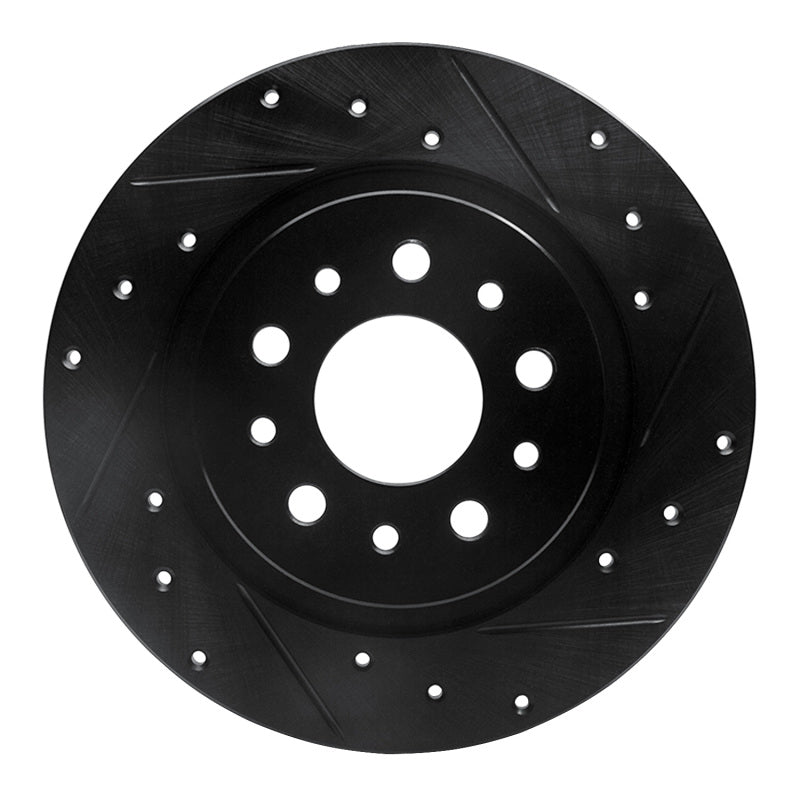 R1 Concepts 14-19 Fiat 500L Rear Right Drilled & Slotted Black Brake Rotor
