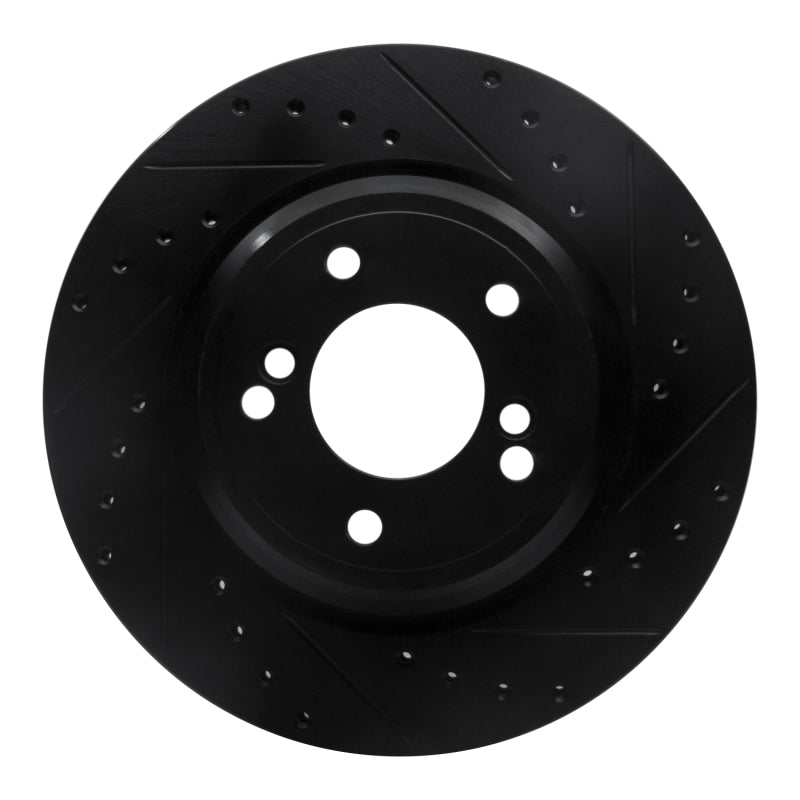 R1 Concepts 00-06 BMW M3 Rear Right Drilled & Slotted Black Brake Rotor