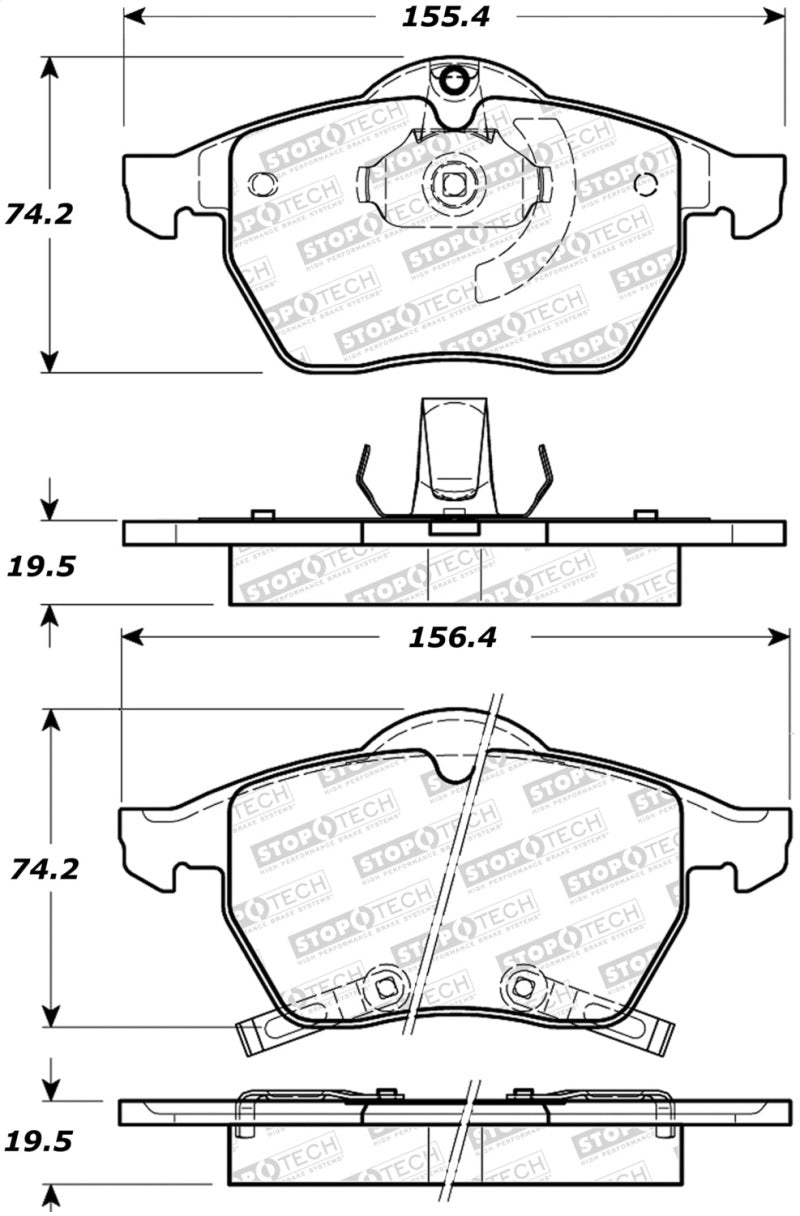 Stoptech PosiQuiet 04-07 Subaru STi / 03-06 Mitsubishi Evo Deluxe Plus Front Brake Pads
