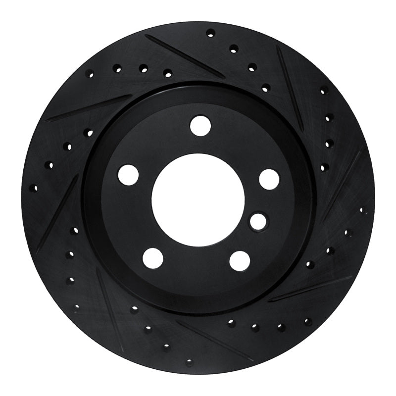 R1 Concepts 07-19 BMW X5 Rear Right Drilled & Slotted Black Brake Rotor