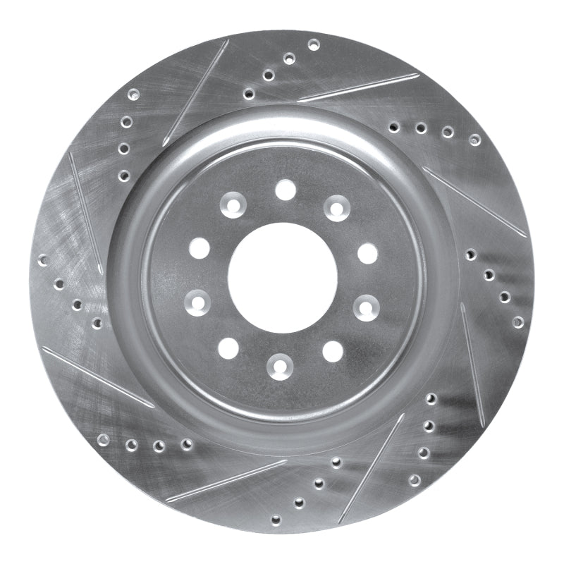 R1 Concepts 00-06 Jaguar XJR Front Left Drilled & Slotted Silver Brake Rotor
