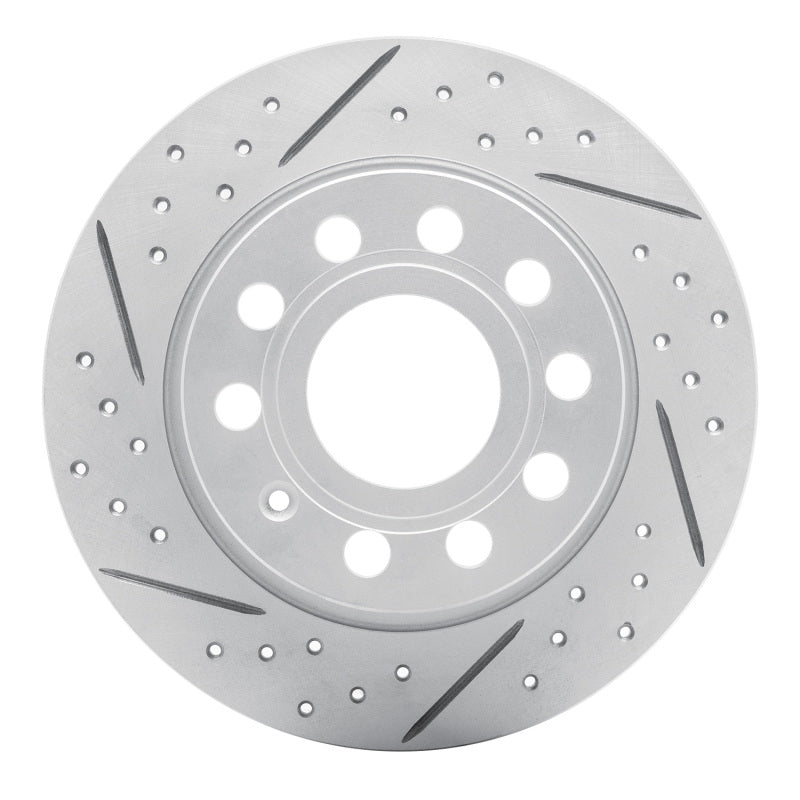 R1 Concepts 10-19 Audi A3 Rear Left Drilled & Slotted Geo-Carbon Rotor