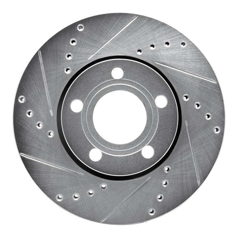 R1 Concepts 85-91 Audi 5000S Quattro Front Left Drilled & Slotted Silver Brake Rotor