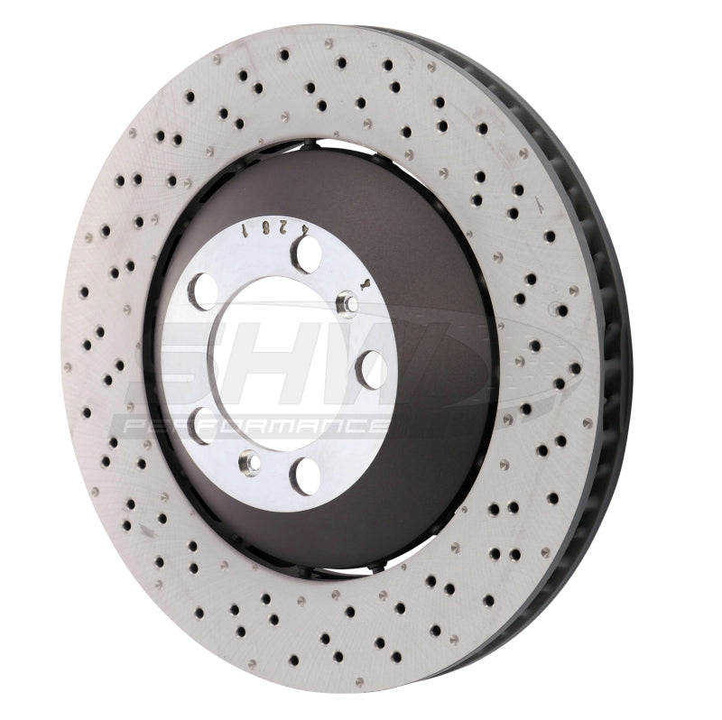 SHW Performance 14-19 Porsche 911 GT3 4.0L w/o Ceramic Brake Right Front Drill-Dimp LW Brake Rotor (99135140681)
