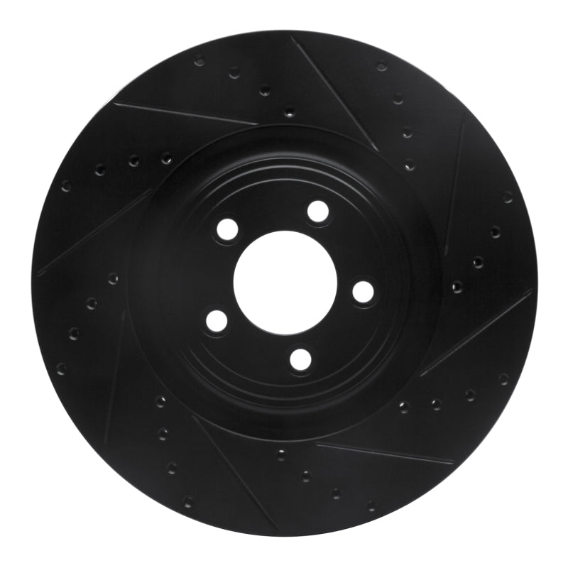 R1 Concepts 06-21 Jaguar F-Type Front Right Drilled & Slotted Black Brake Rotor