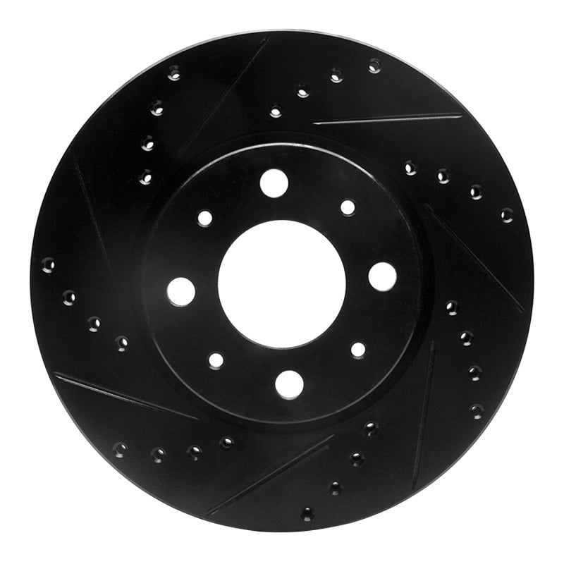 R1 Concepts 93-95 Volvo 850 Front Left Drilled & Slotted Black Brake Rotor