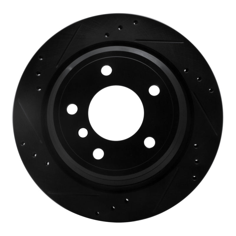 R1 Concepts 96-03 BMW 525I (USA/Canada) Rear Left Drilled & Slotted Black Brake Rotor