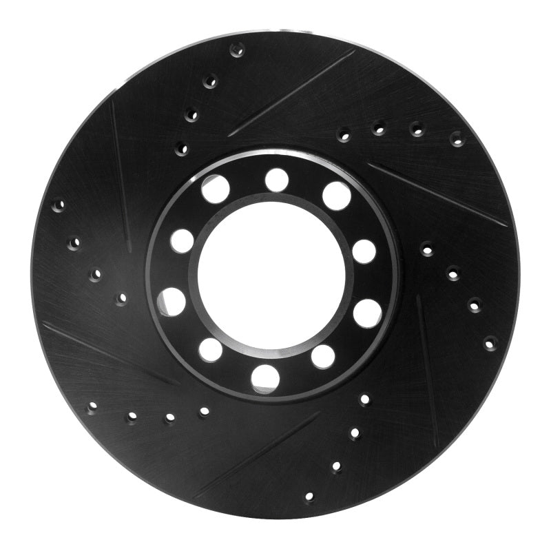 R1 Concepts 79-85 Mercedes-Benz 380SL Front Left Drilled & Slotted Black Brake Rotor