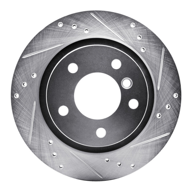 R1 Concepts 03-08 BMW Z4 Rear Right Drilled & Slotted Silver Brake Rotor