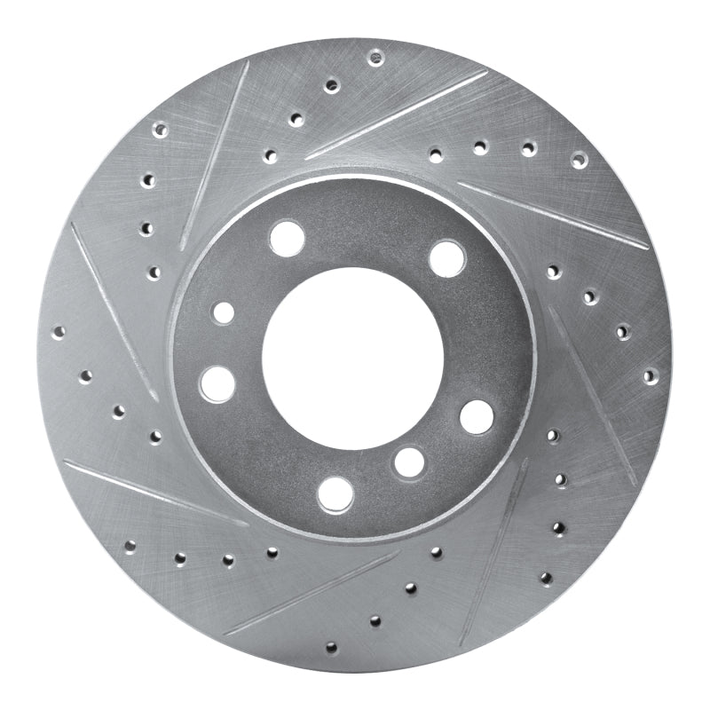 R1 Concepts 89-95 BMW 525IT Front Left Drilled & Slotted Silver Brake Rotor