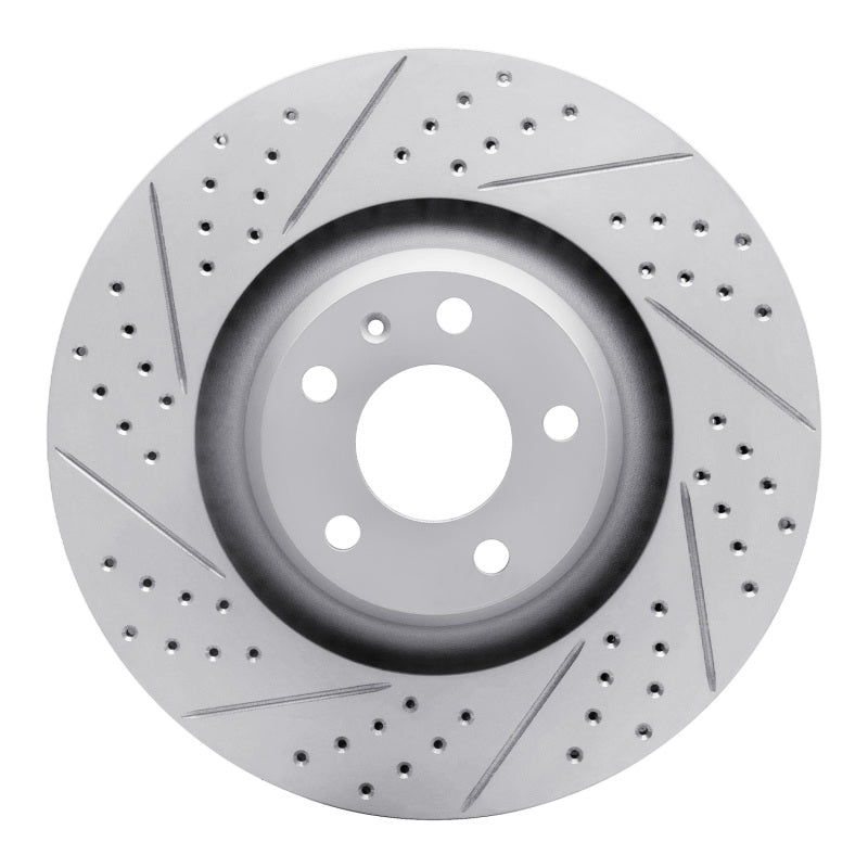 R1 Concepts 05-11 Audi A6 Quattro Front Left Drilled & Slotted Geo-Carbon Rotor