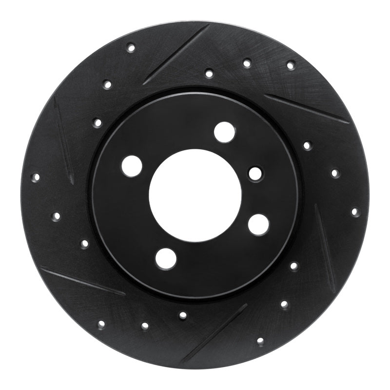 R1 Concepts 84-85 BMW 318I Front Left Drilled & Slotted Black Brake Rotor
