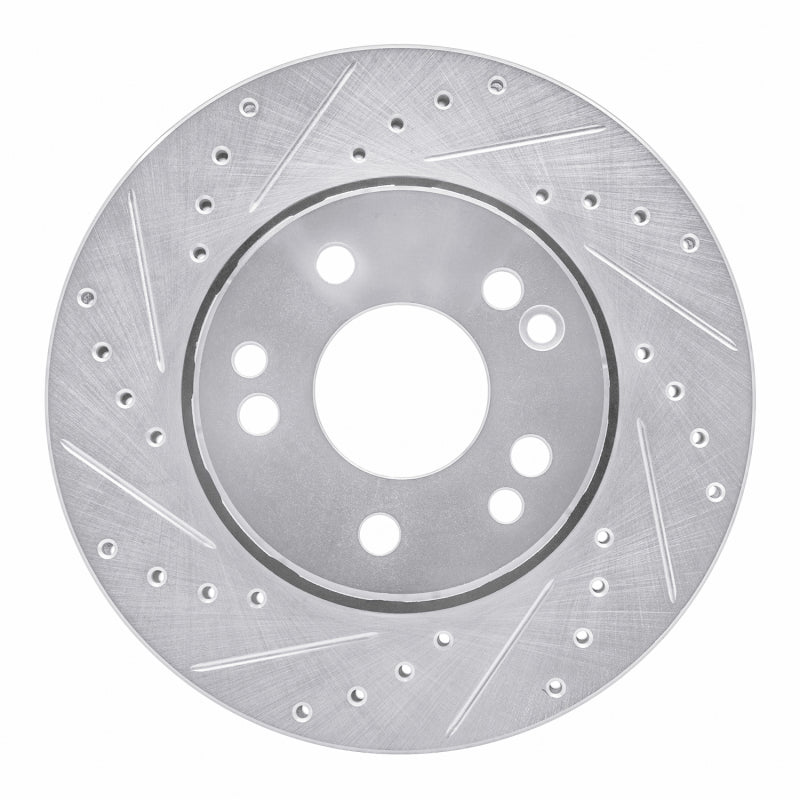 R1 Concepts 90-92 Mercedes-Benz 300E Front Left Drilled & Slotted Silver Brake Rotor