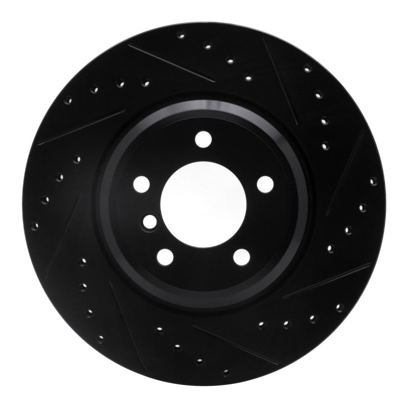 R1 Concepts 07-15 BMW 335I Front Right Drilled & Slotted Black Brake Rotor