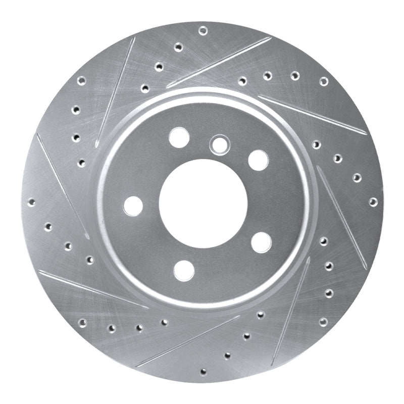 R1 Concepts 11-16 BMW 528I xDrive Front Left Drilled & Slotted Silver Brake Rotor