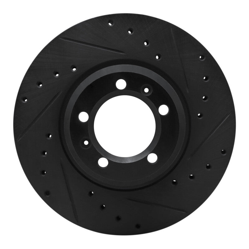 R1 Concepts 81-89 Alfa Romeo GTV-6 Front Right Drilled & Slotted Black Brake Rotor