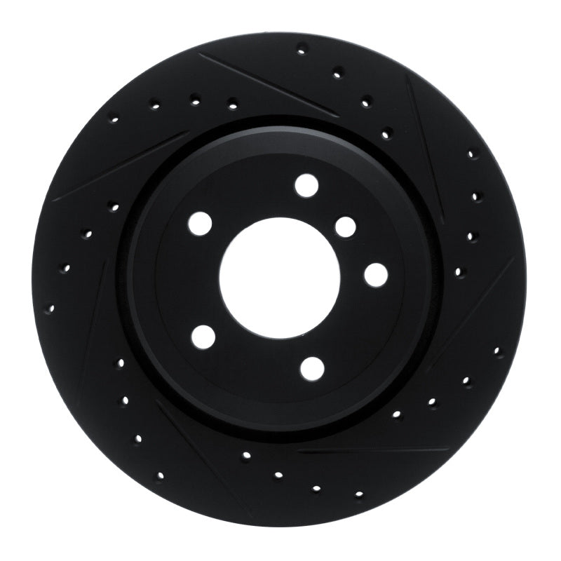 R1 Concepts 01-06 BMW 330I Rear Right Drilled & Slotted Black Brake Rotor