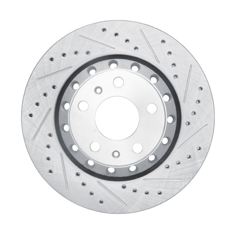 R1 Concepts 04-10 Audi A8 Rear Right Drilled & Slotted Silver Brake Rotor