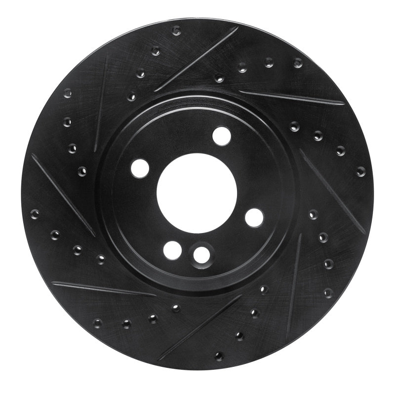 R1 Concepts 02-06 Mini Cooper (Excl Clubman) Front Left Drilled & Slotted Black Brake Rotor