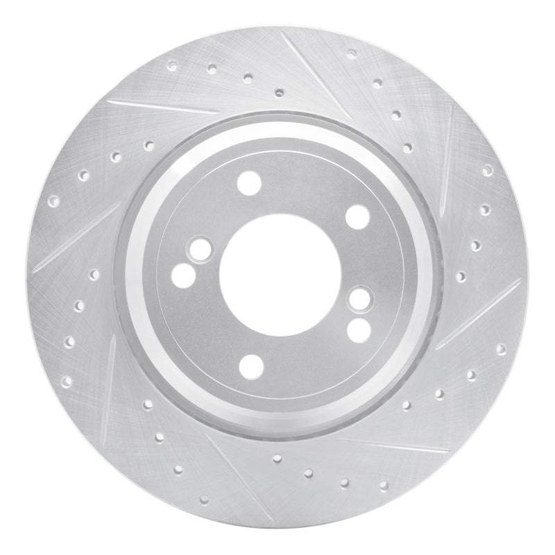 R1 Concepts 00-06 BMW M5 Rear Right Drilled & Slotted Silver Brake Rotor