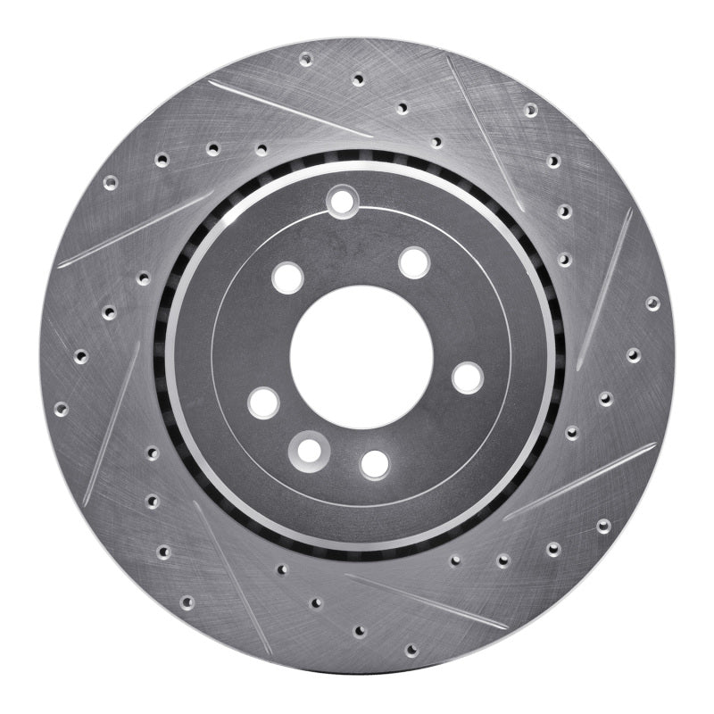R1 Concepts 10-13 Land Rover Range Rover Sport Rear Right Drilled & Slotted Silver Brake Rotor