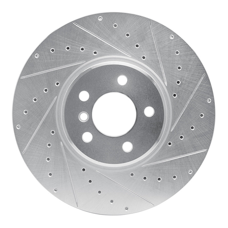 R1 Concepts 08-19 BMW X5 Front Right Drilled & Slotted Silver Brake Rotor