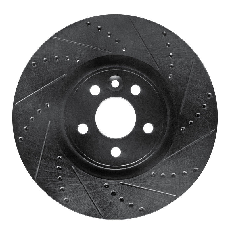 R1 Concepts 2007-2016 Volvo S60 Front Right Drilled & Slotted Black Brake Rotor
