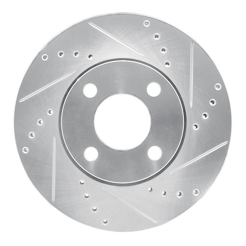 R1 Concepts 90-98 Audi 90 Front Right Drilled & Slotted Silver Brake Rotor